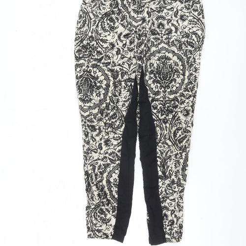 Sisley Women's Black Floral Slim Tapered Trousers Size 16