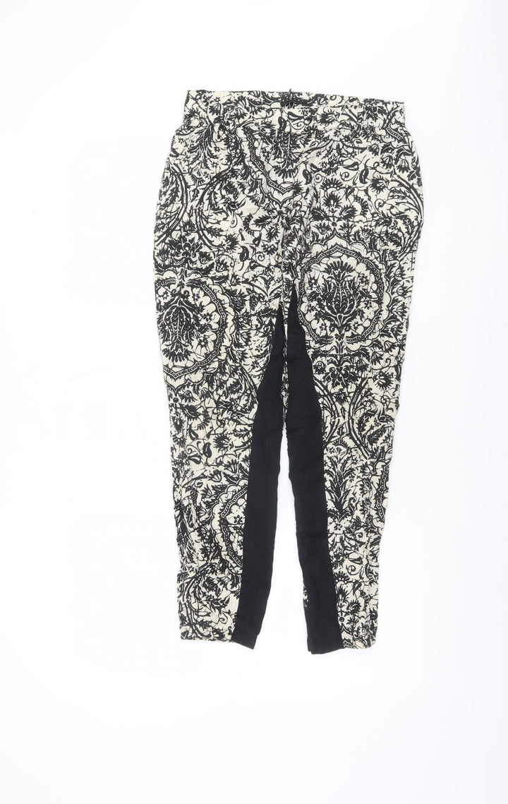 Sisley Women's Black Floral Slim Tapered Trousers Size 16
