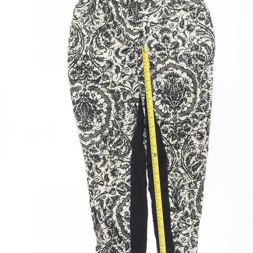 Sisley Women's Black Floral Slim Tapered Trousers Size 16