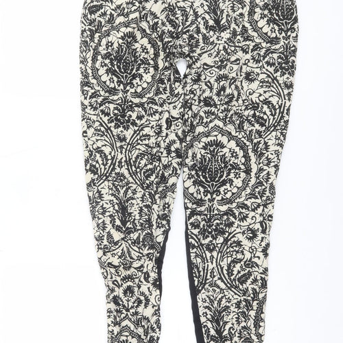 Sisley Women's Black Floral Slim Tapered Trousers Size 16