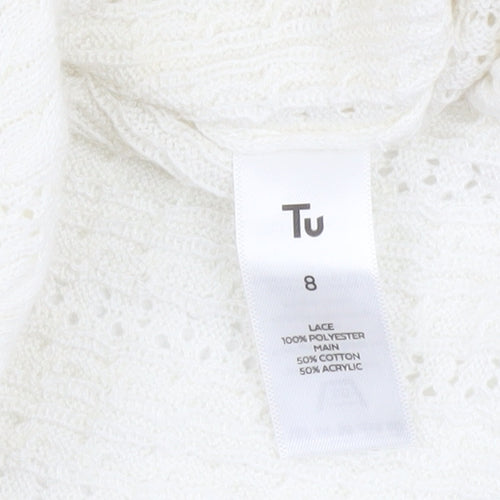 Tu Women’s Ivory V-Neck Cable Knit Jumper Size 8