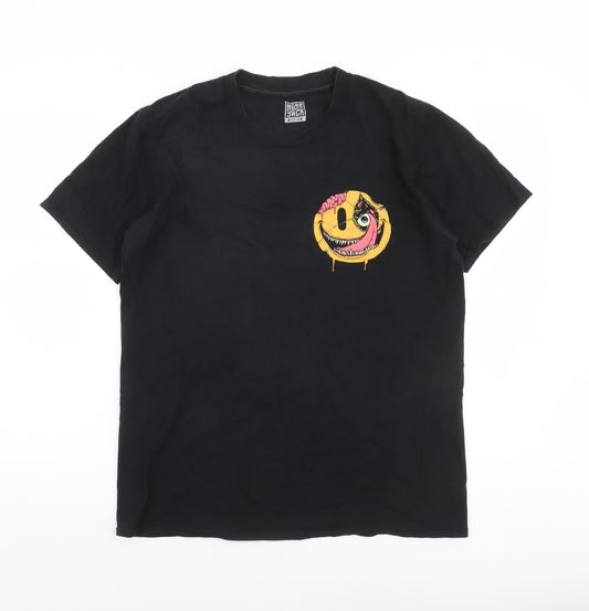 Hobo Jack Men's Black Graphic Short Sleeve Crew Neck T-Shirt Medium