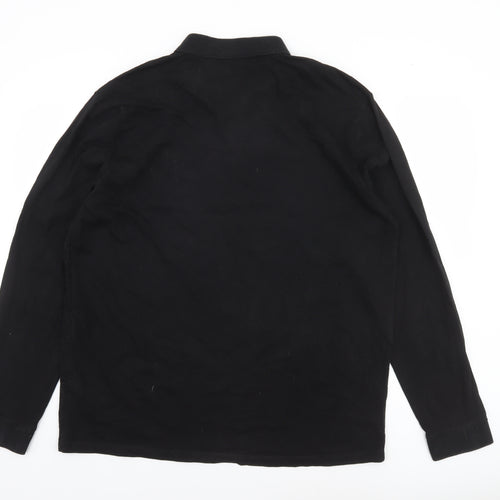Next Men’s Black Long Sleeve Cotton Polo Shirt XL Regular Fit