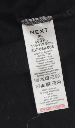 Next Men’s Black Long Sleeve Cotton Polo Shirt XL Regular Fit