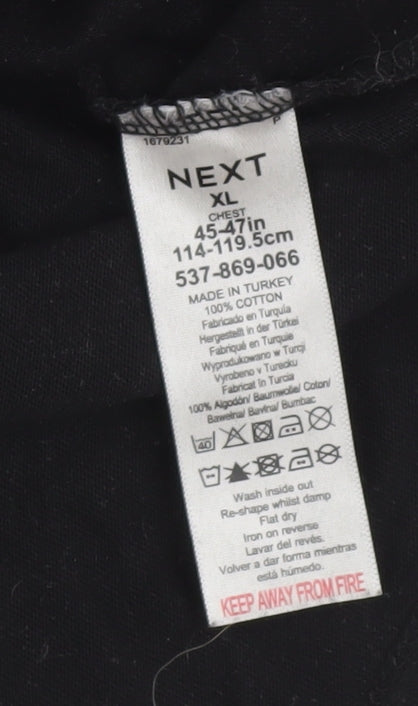 Next Men’s Black Long Sleeve Cotton Polo Shirt XL Regular Fit