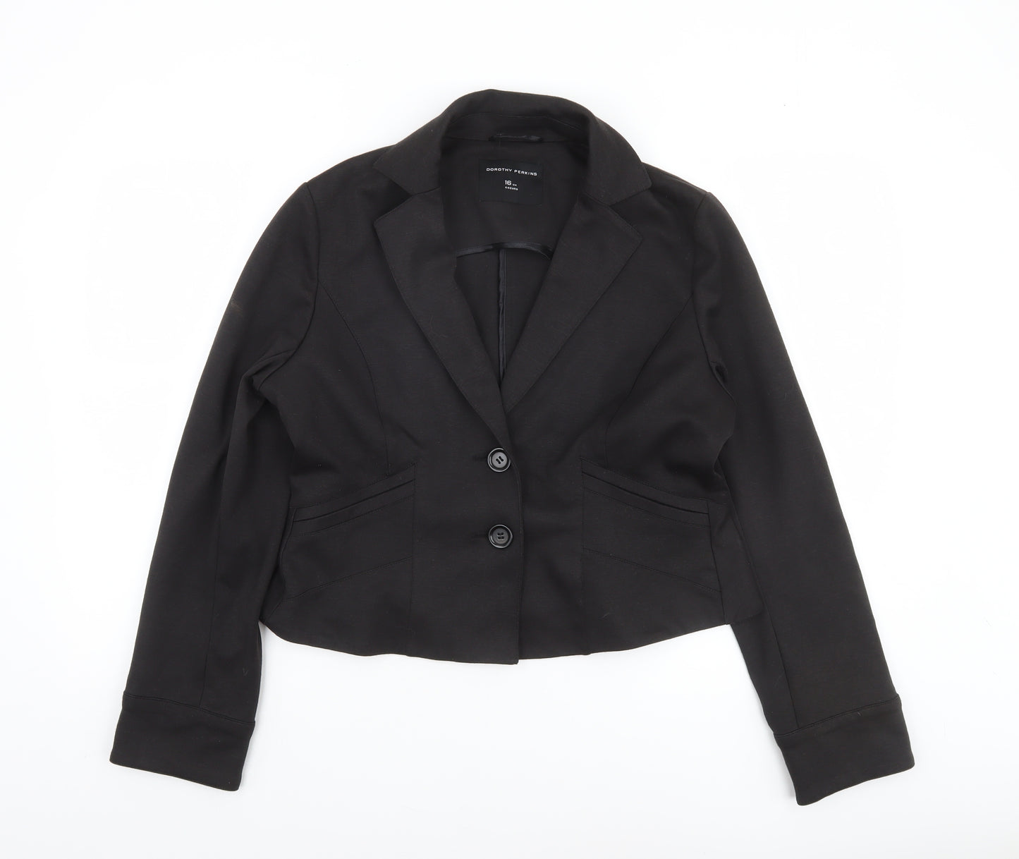 Dorothy Perkins Women's Black Tailored Blazer Size 16 UK Two-Button Work Jacket