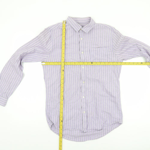 River Island Men’s Purple Striped Cotton Button-Up Shirt Size S