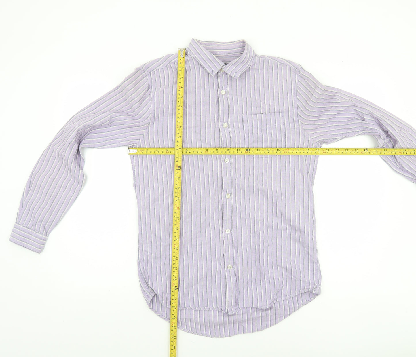 River Island Men’s Purple Striped Cotton Button-Up Shirt Size S