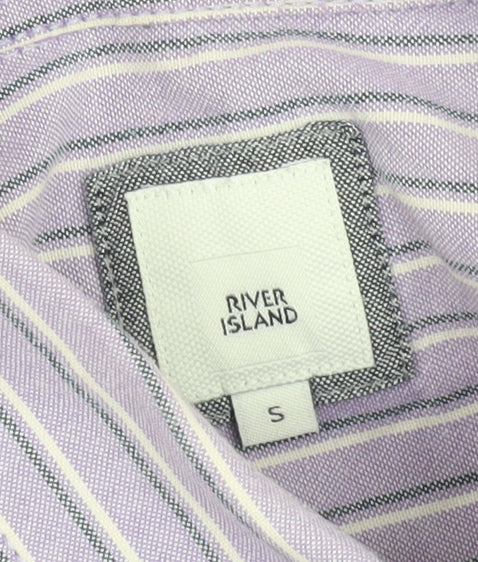 River Island Men’s Purple Striped Cotton Button-Up Shirt Size S