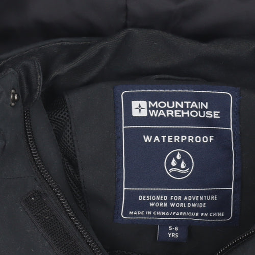 Mountain Warehouse Boys Black Waterproof Hooded Parka Coat 5-6 Years