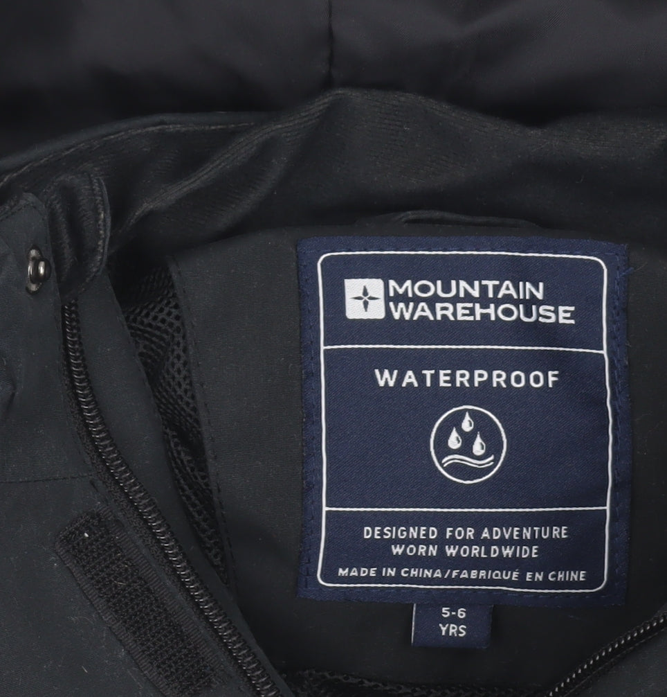 Mountain Warehouse Boys Black Waterproof Hooded Parka Coat 5-6 Years
