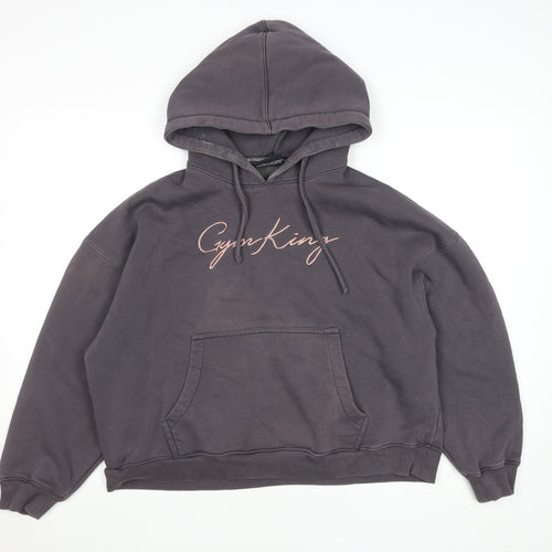 Gym King Women Grey Pullover Hoodie Size 10 Cotton Blend Logo Design