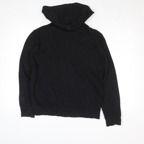 H&M Teens Black Full Zip Hoodie, Size 13-14 Years, Cotton Blend