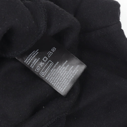 H&M Teens Black Full Zip Hoodie, Size 13-14 Years, Cotton Blend