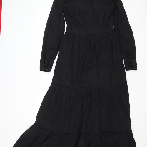 Superdry Womens Black Cotton Midi Fit & Flare Dress Size 8