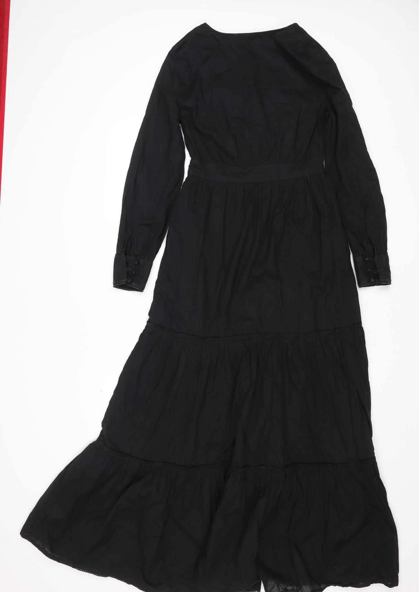 Superdry Womens Black Cotton Midi Fit & Flare Dress Size 8