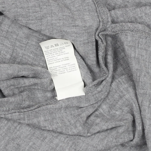 River Island Women Grey Long Sleeve Mock Neck Slim Fit T-Shirt Size 10