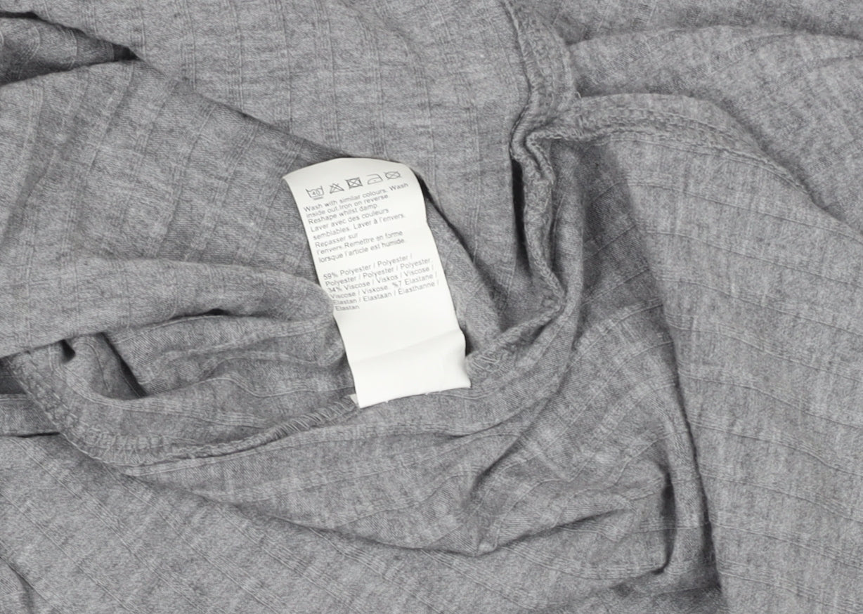 River Island Women Grey Long Sleeve Mock Neck Slim Fit T-Shirt Size 10