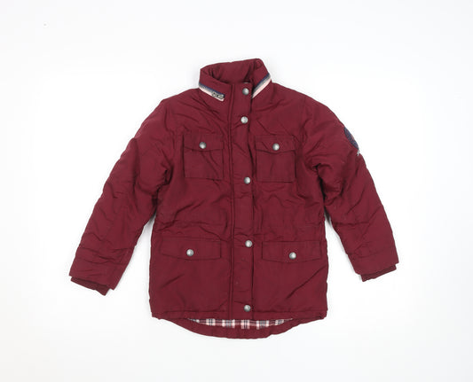 SoulCal & Co Girls Red Parka Coat 6-7 Years Lined Winter Jacket