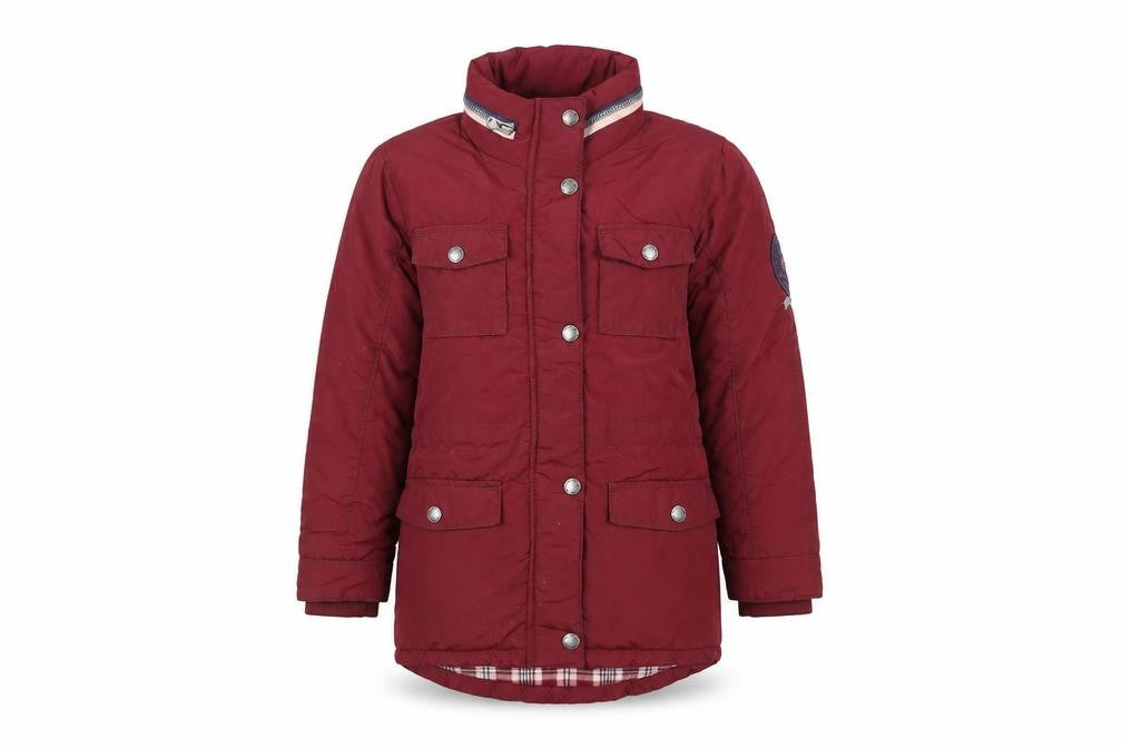 SoulCal & Co Girls Red Parka Coat 6-7 Years Lined Winter Jacket