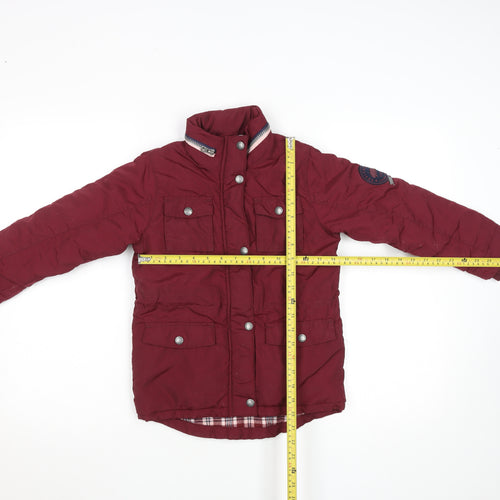 SoulCal & Co Girls Red Parka Coat 6-7 Years Lined Winter Jacket