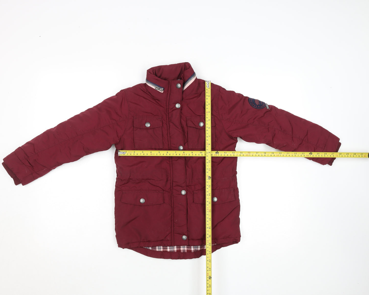 SoulCal & Co Girls Red Parka Coat 6-7 Years Lined Winter Jacket