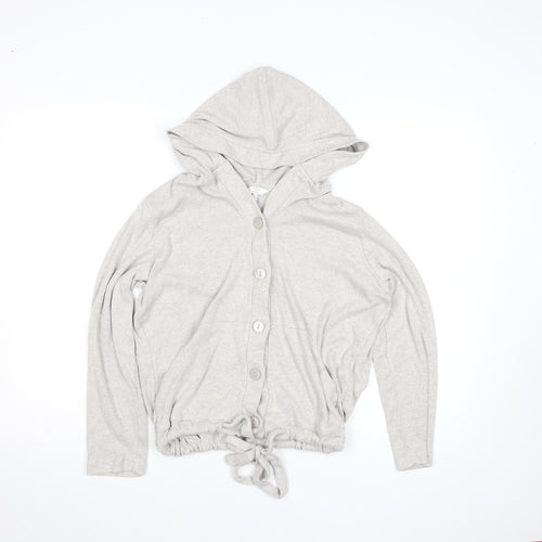 FatFace Women's Grey Hooded Button Cardigan Size 8 Cotton Modal