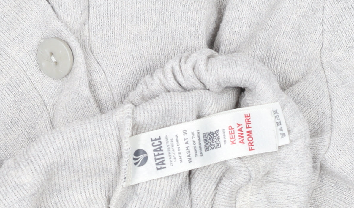FatFace Women's Grey Hooded Button Cardigan Size 8 Cotton Modal