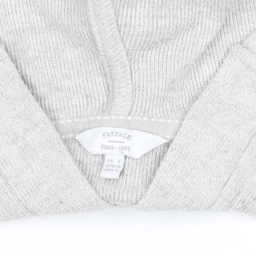 FatFace Women's Grey Hooded Button Cardigan Size 8 Cotton Modal