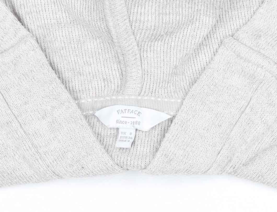 FatFace Women's Grey Hooded Button Cardigan Size 8 Cotton Modal