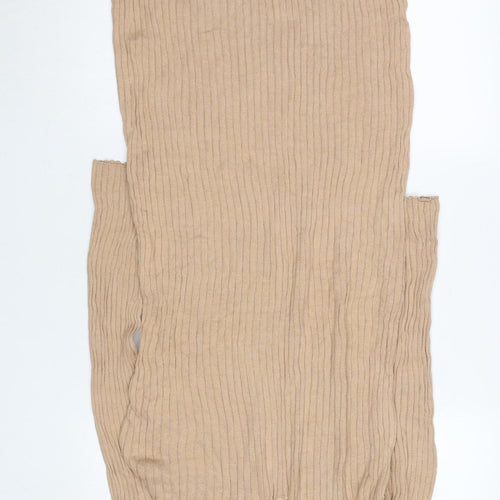 LC Waikiki Women Beige Ribbed Knit Collared Midi Shirt Dress L