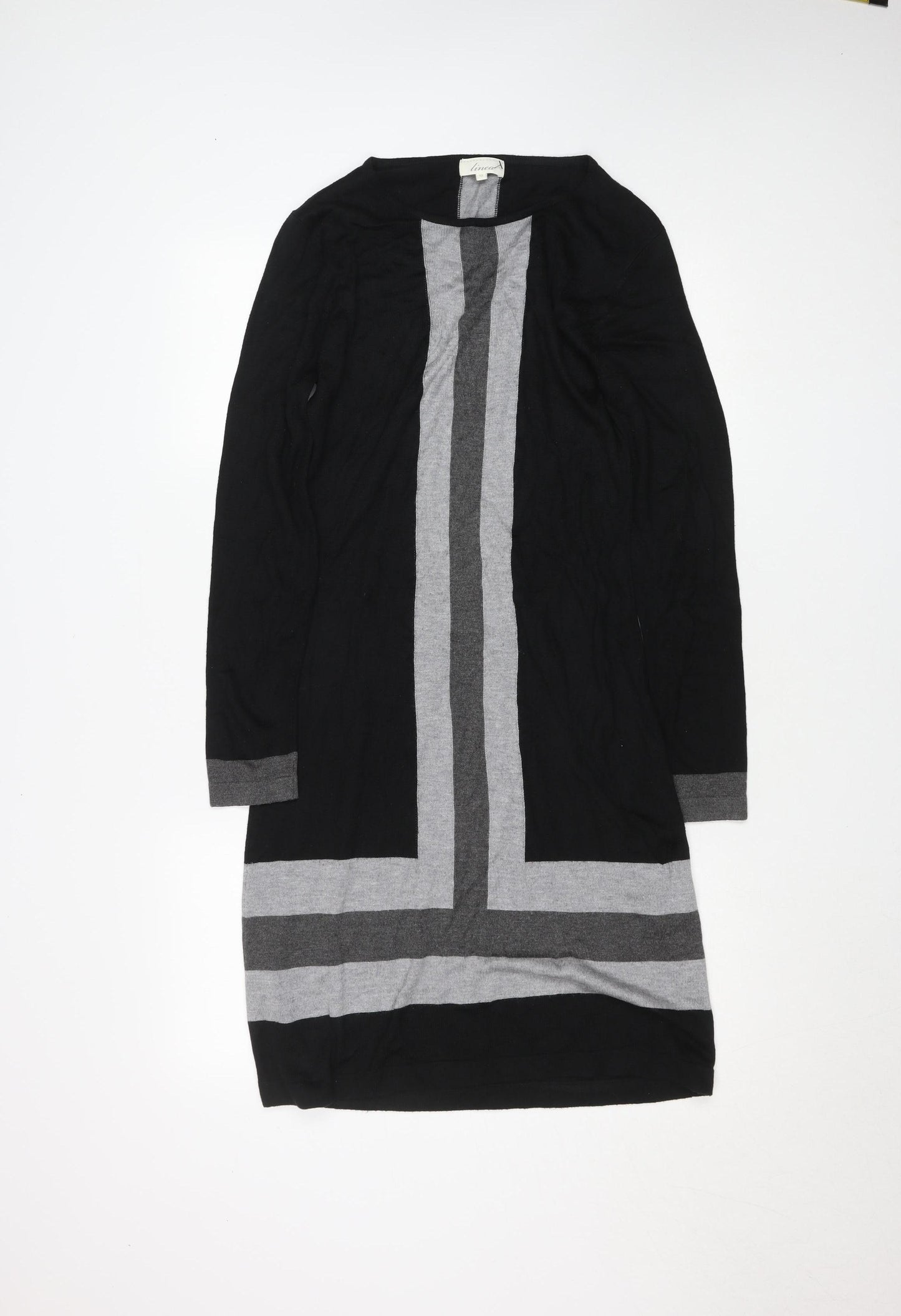 Linea Women’s Black Grey Colourblock Knit Shift Dress Size 12