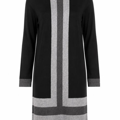 Linea Women’s Black Grey Colourblock Knit Shift Dress Size 12
