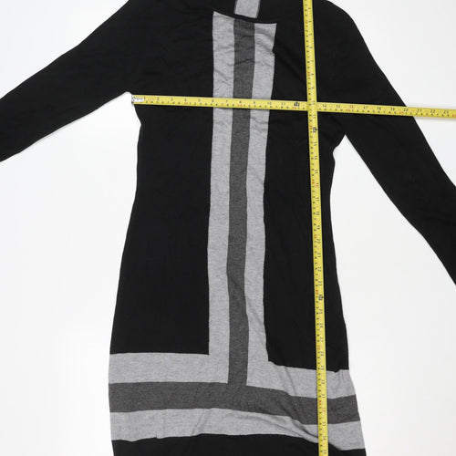 Linea Women’s Black Grey Colourblock Knit Shift Dress Size 12