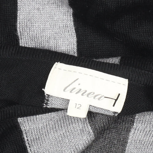 Linea Women’s Black Grey Colourblock Knit Shift Dress Size 12