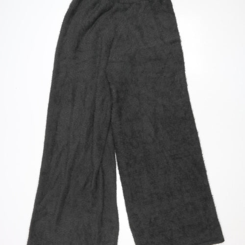 In The Style Women’s Black Wide-Leg Acrylic Polyamide Trousers Size 12