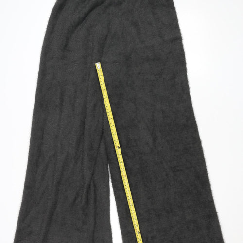 In The Style Women’s Black Wide-Leg Acrylic Polyamide Trousers Size 12