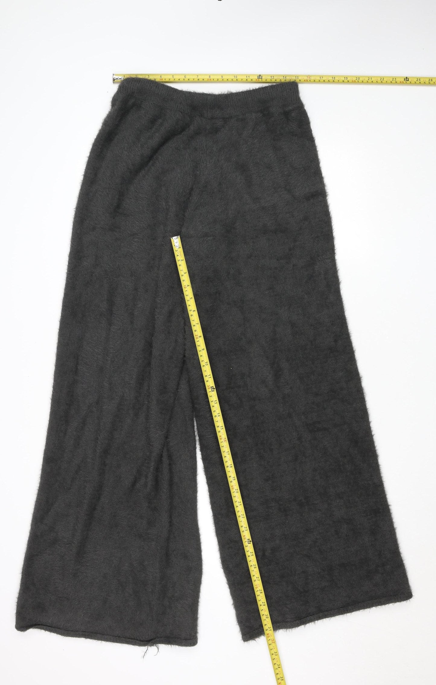 In The Style Women’s Black Wide-Leg Acrylic Polyamide Trousers Size 12