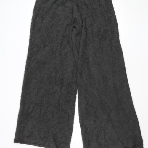 In The Style Women’s Black Wide-Leg Acrylic Polyamide Trousers Size 12