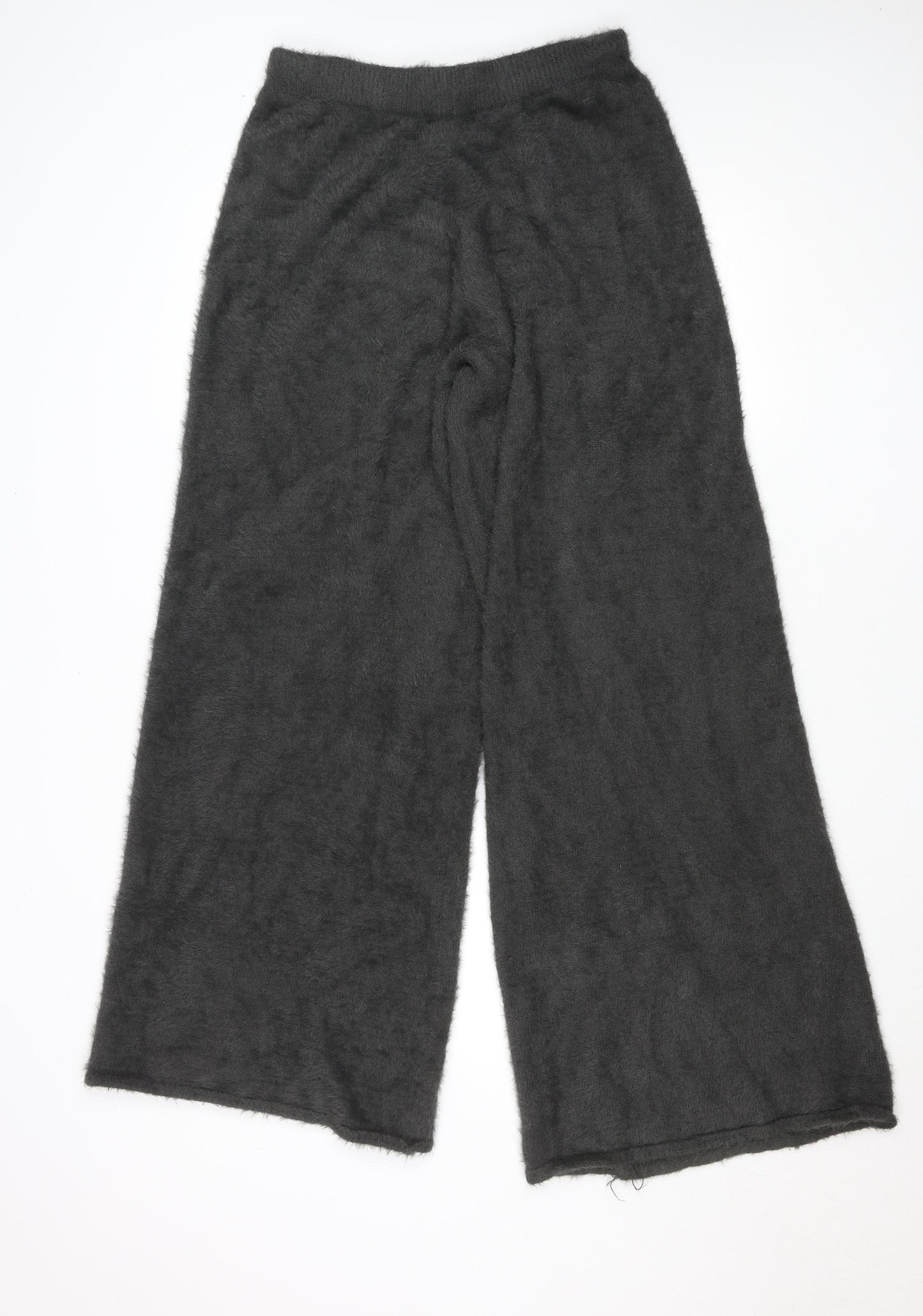 In The Style Women’s Black Wide-Leg Acrylic Polyamide Trousers Size 12