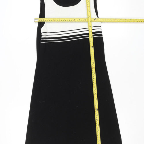 French Curve Women's Black Medium Sleeveless Striped Knit Shift Dress