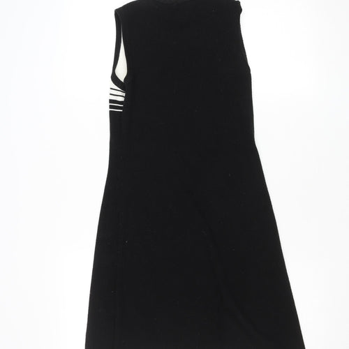 French Curve Women's Black Medium Sleeveless Striped Knit Shift Dress