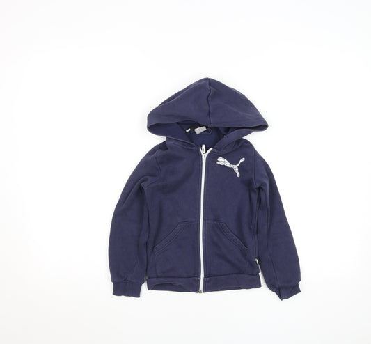 Puma Boys Blue Full Zip Hoodie Size XS 5-6 Years Cotton Blend