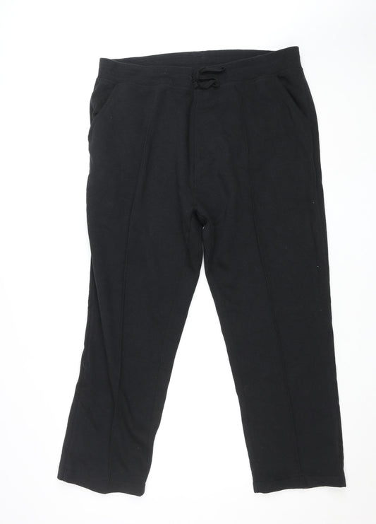 Bonmarché Womens Black Fleece Lined Jogger Trousers Size 24