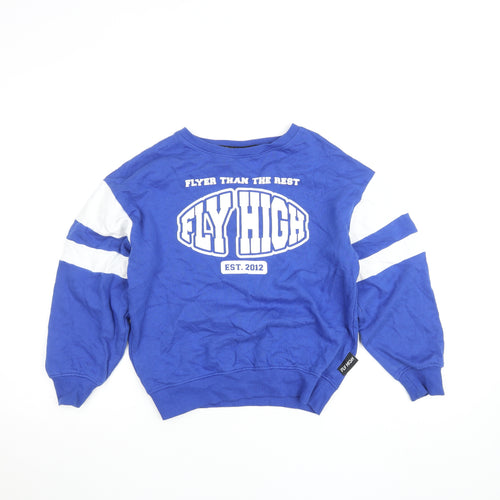 Fly High Boys Blue Graphic Pullover Sweatshirt Size 146 Crew Neck