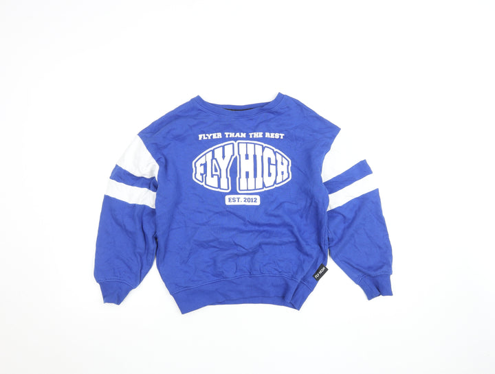 Fly High Boys Blue Graphic Pullover Sweatshirt Size 146 Crew Neck