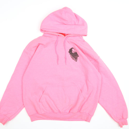 BHMG Womens Pink Pullover Hoodie L Graphic Print Cotton Blend