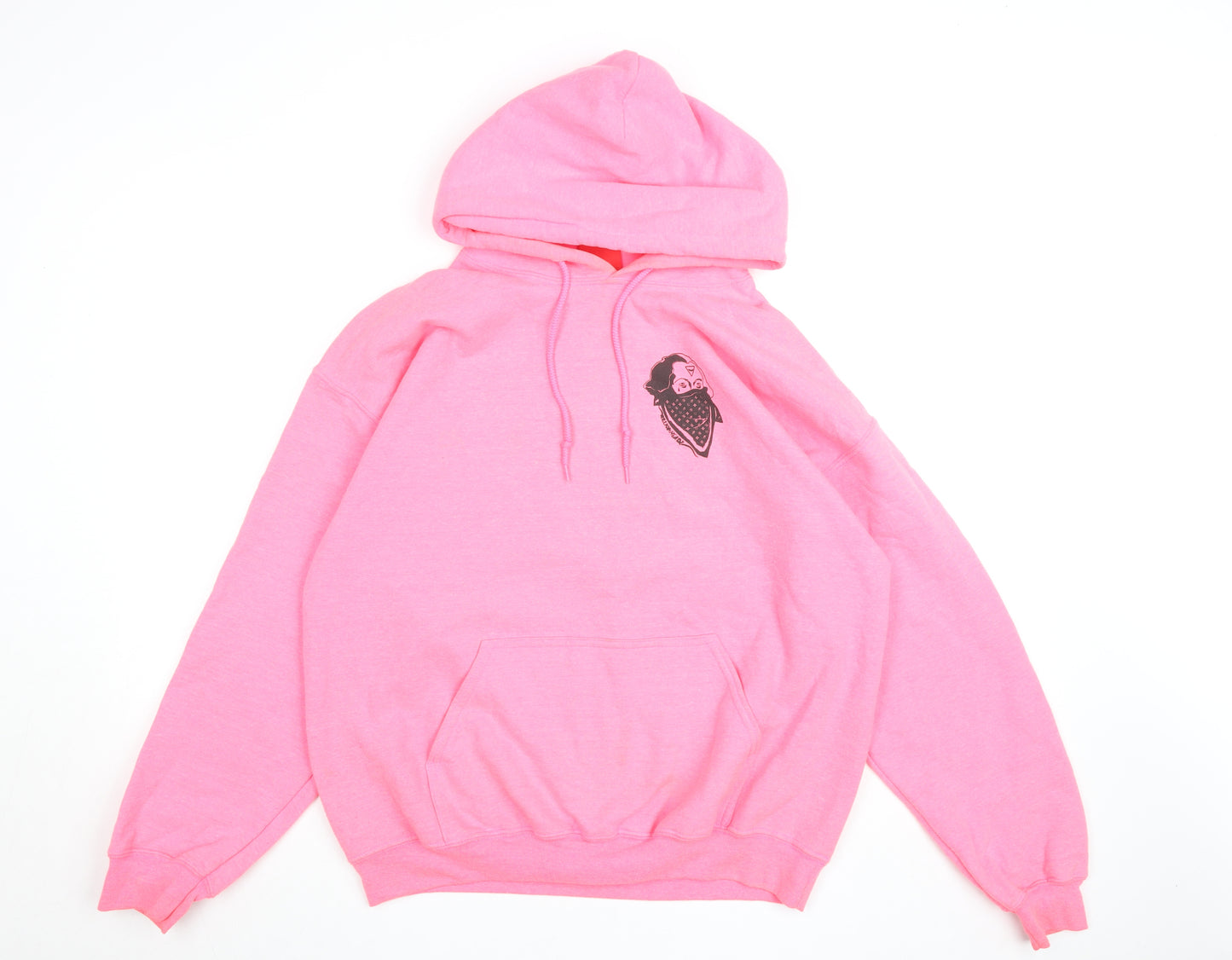 BHMG Womens Pink Pullover Hoodie L Graphic Print Cotton Blend