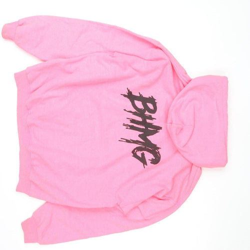 BHMG Womens Pink Pullover Hoodie L Graphic Print Cotton Blend