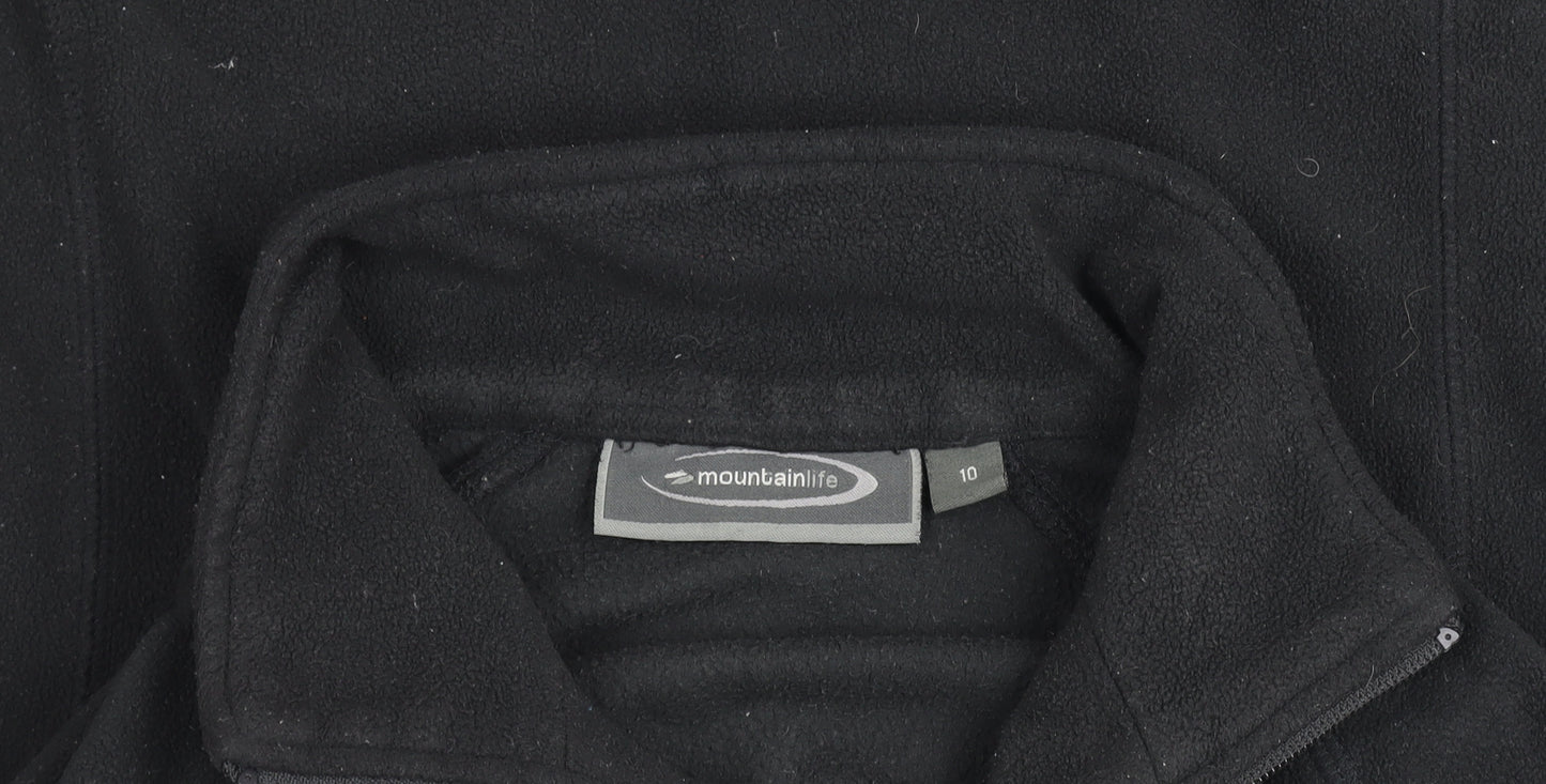 Mountainlife Women's Black Full Zip Fleece Jacket Size 10 Polyester Outdoor Wear